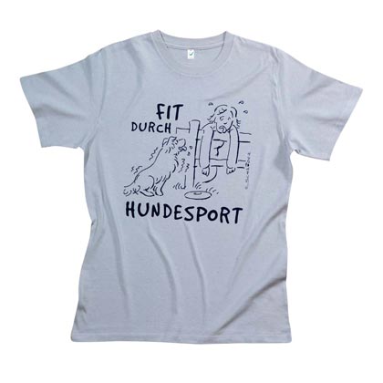 Cartoon-T-Shirt "Fit durch Hundesport"