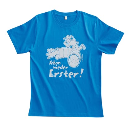 Cartoon-T-Shirt "Schon wieder Erster"