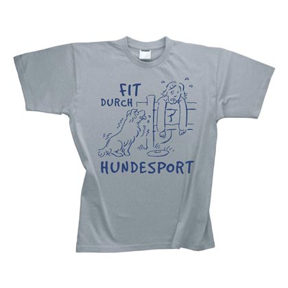 Cartoon-T-Shirt "Fit durch Hundesport"