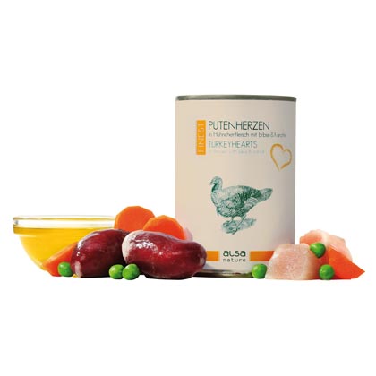 alsa-nature Finest Putenherzen in H&uuml;hnchenfleisch mit Erbse & M&ouml;hre