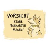 Cartoon-Aufkleber "Vorsicht - Stark behaarter Macho!"