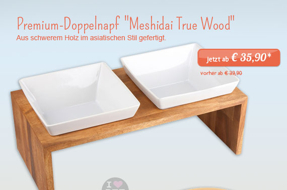 Premium-Doppelnapf "Meshidai True Wood"