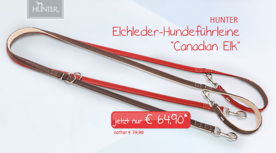 HUNTER Elchleder-Hundeführleine "Canadian Elk"
