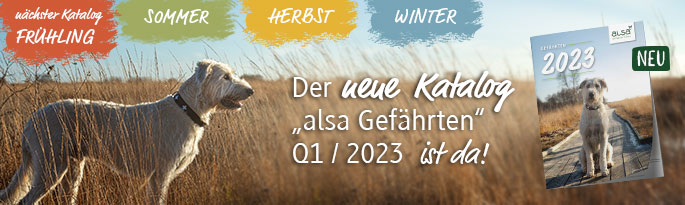 Der neue Katalog „alsa Gefährten“ erscheint mit vielen Neuheiten, Angeboten und naturgesunder Hundeernährung. Der neue Katalog ist da!