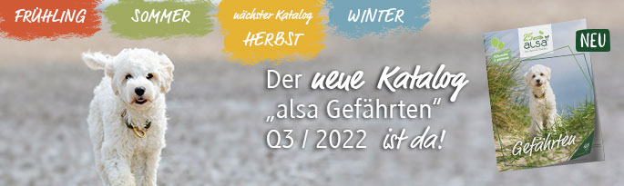 Der neue Katalog „alsa Gefährten“ erscheint mit vielen Neuheiten, Angeboten und naturgesunder Hundeernährung. Der neue Katalog ist da!