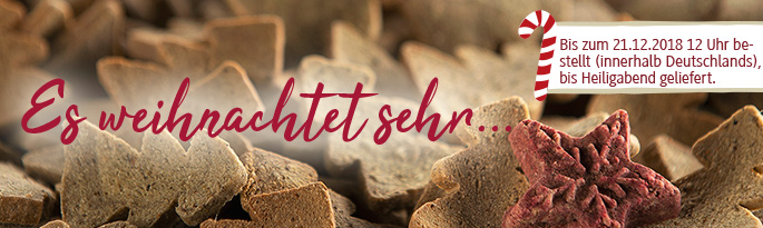 Wir haben exklusive Geschenkideen für Sie zusammengestellt, damit das große Weihnachtsfest mit Hund unvergesslich wird! Herzhafte Dosenmenüs, weihnachtliche Hundeleckerlis, Spielzeug und tolle Accessoires. Es weihnachtet sehr...