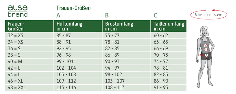 Größentabelle für Outdoor-Bekleidung