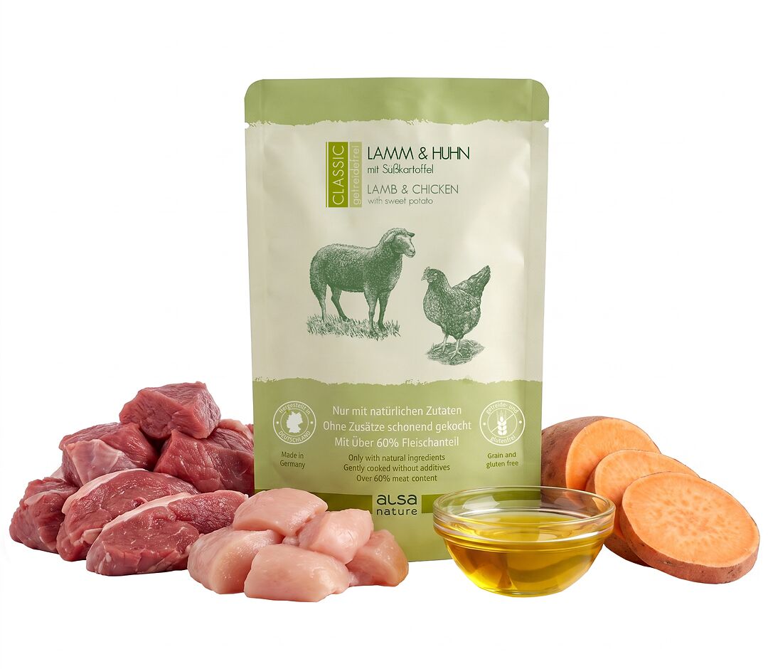 Lamm & Huhn mit Süßkartoffel
