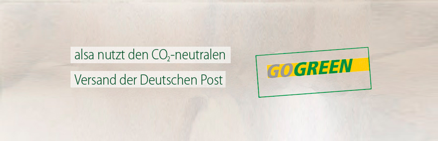 alsa nutzt den CO<sub>2</sub>-neutralen Versand der Deutschen Post alsa nutzt den CO<sub>2</sub>-neutralen Versand der Deutschen Post