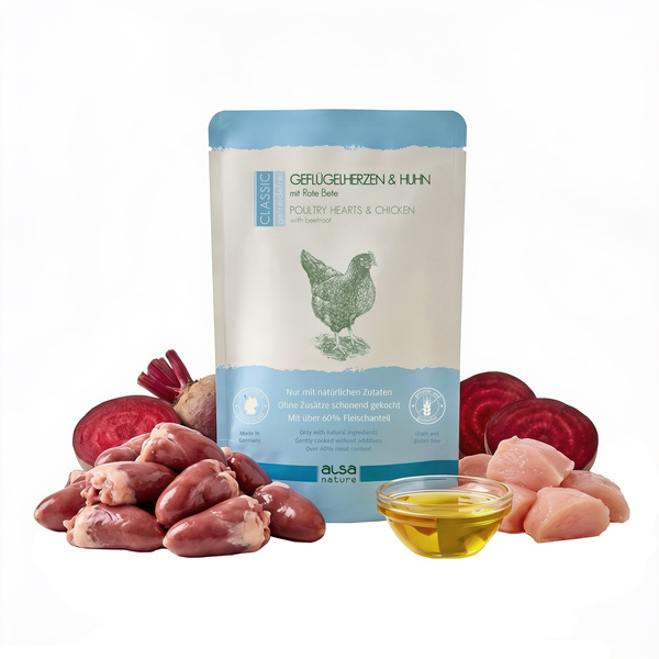alsa-nature CLASSIC Geflügelherzen & Huhn mit Rote Bete