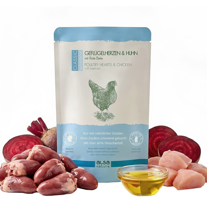 alsa-nature CLASSIC Geflügelherzen & Huhn mit Rote Bete