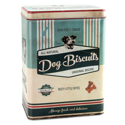 Nostalgic Art Keksdose Dog Biscuits blau-beige, Maße: ca. 10 x 14 x 20 cm