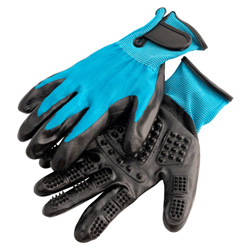 Fellpflege-Handschuh blau-schwarz, Maße: ca. 16 x 23 cm