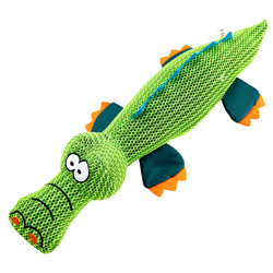 Hunde-Plüschspielzeug Mesh Krokodil grün-blau, Maße: ca. 45 x 7 cm