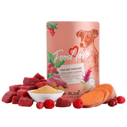 alsa-nature FOODLOVE Rind mit Amarant, Süßkartoffel & Beeren, Anzahl: 6 x 300 g, 300 g, Hundefutter