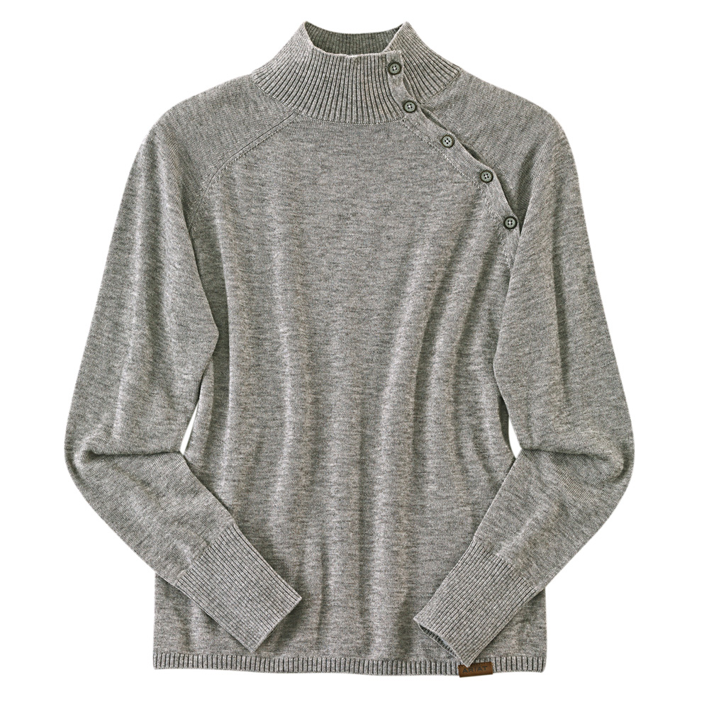 Ariat Dames Sweater WMS Half Moon Bay, Heather Grey / Navy, Maat: S