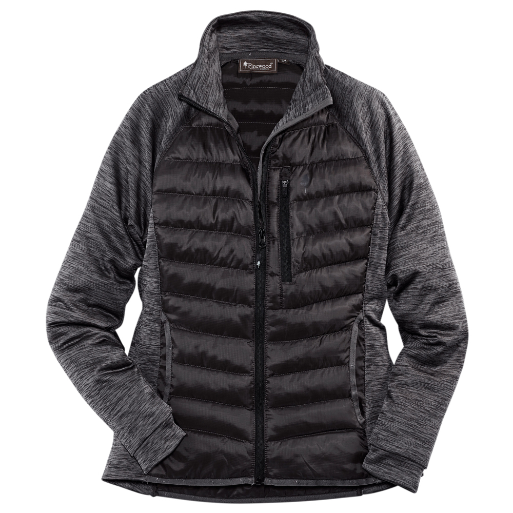 Pinewood Dames Fleecevest Abisko Hybrid Power Fleece Jacket, zwart-grijs, Maat: XS