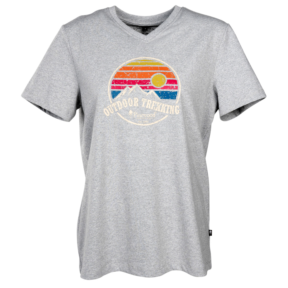 Pinewood® Dames T-shirt Finnveden Recycled Outdoor T-Shirts Ws, l. grey melange, Maat: XS