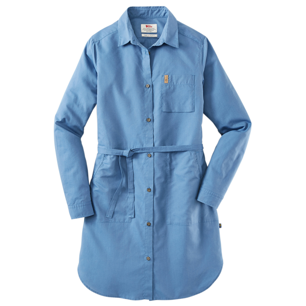 Fjällräven Dames Shirtblouse Övik Shirt Dress W, blauw, Maat: XL