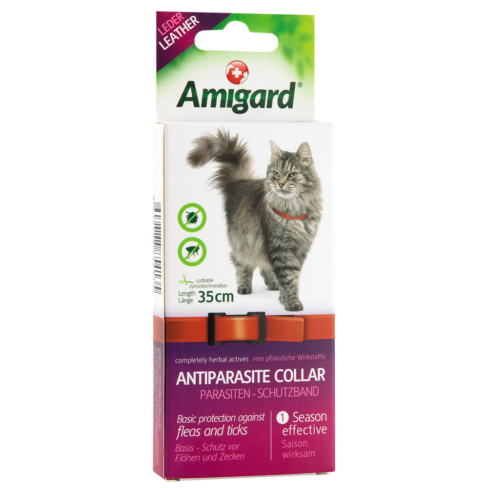 Amigard Katzen-Schutzhalsband Anti-Parasit rot, Länge: ca. 35 cm