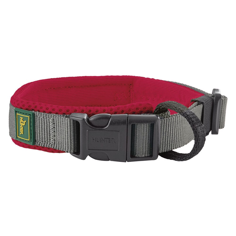 HUNTER Hondenhalsband Maldon, rood/grijs