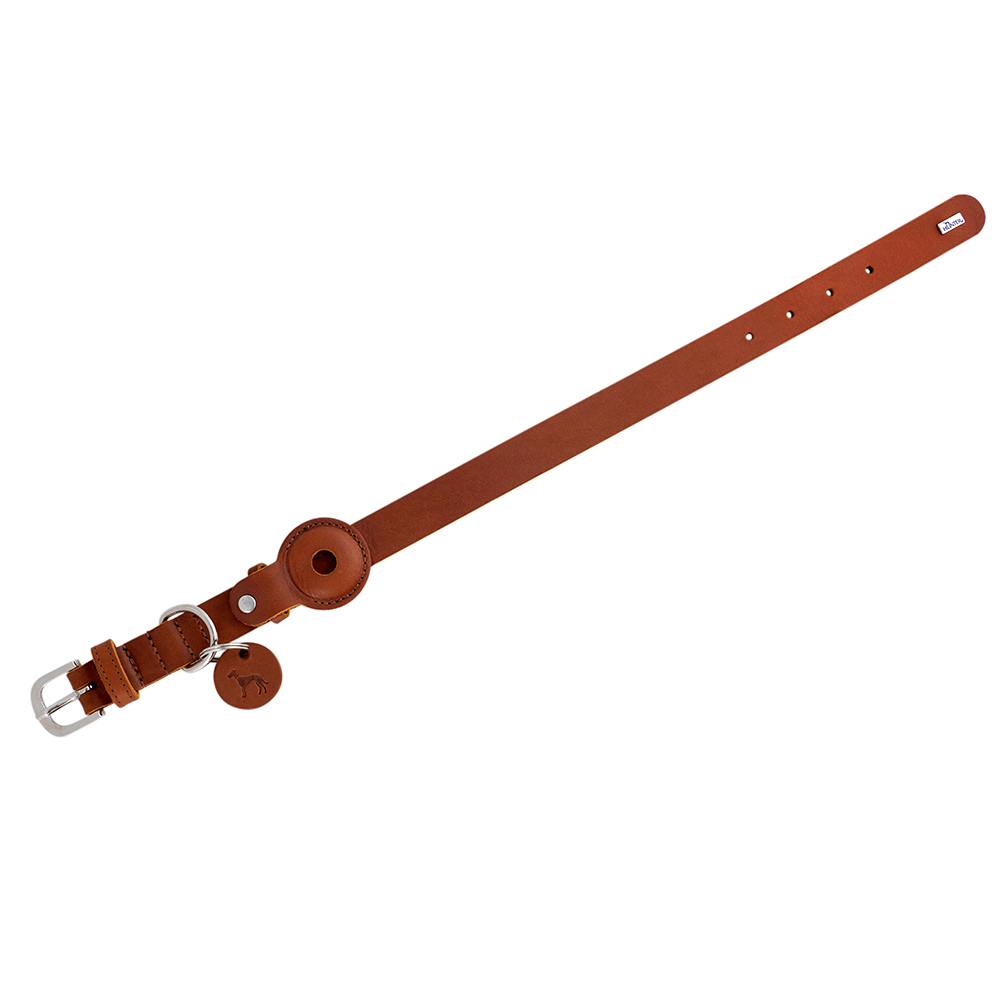 HUNTER Hondenhalsband met Apple AirTag-houder Viborg, cognac