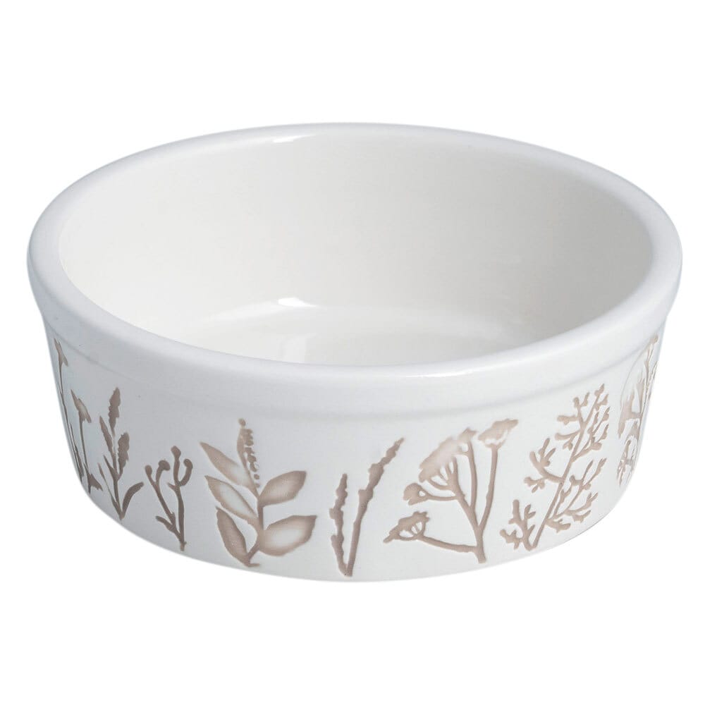 TRIXIE Keramische hondenvoerbak Grasveld, wit/taupe, Maat: 1,2 l/Ø 20 cm