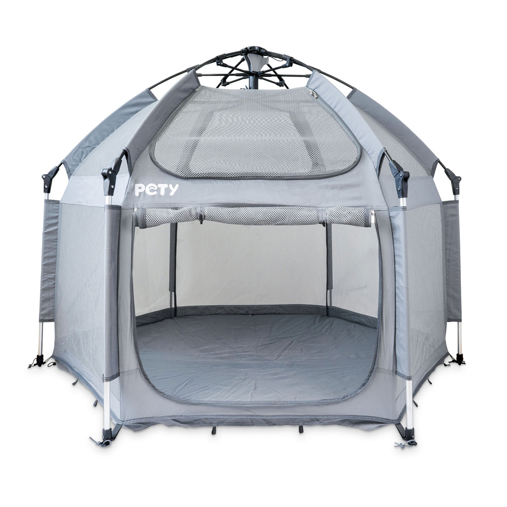 PETY tent Large bench voor honden, ø 150 × 100 cm met opblaasbaar matras en zonnedak