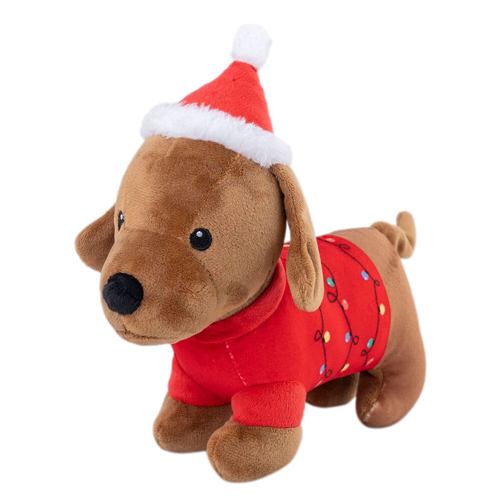 Honden knuffel Xmas Dog, bruin-rood
