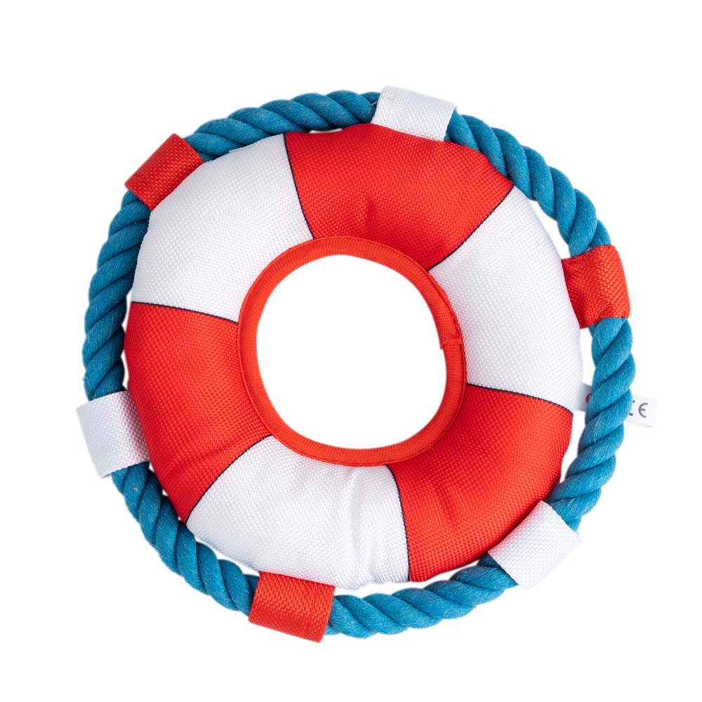 Honden waterspeelgoed Reddingsboei Floating, wit-rood-blauw — afbeelding 1