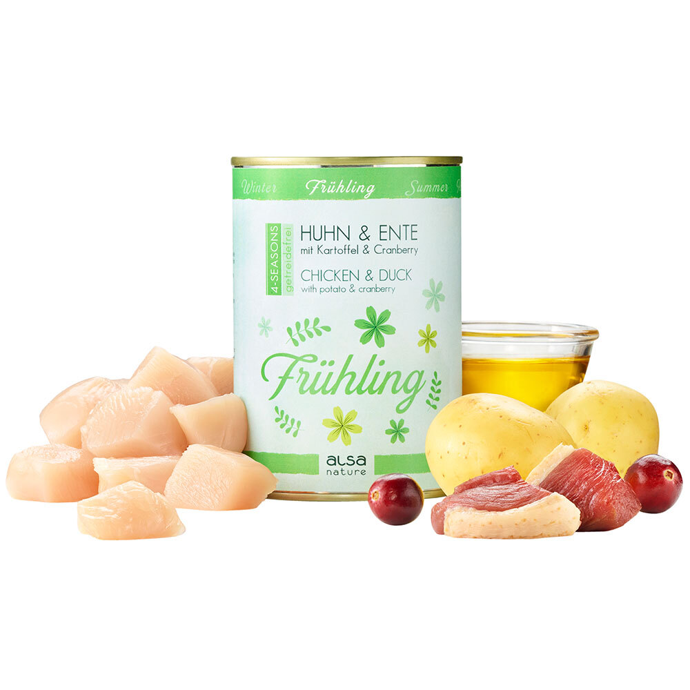 Alsa-nature 4-SEASONS Voorjaarsmenu Kip & Eend met aardappel en cranberry, 400 g, Aantal: 400 g