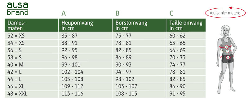 Maattabel voor Outdoorkleding